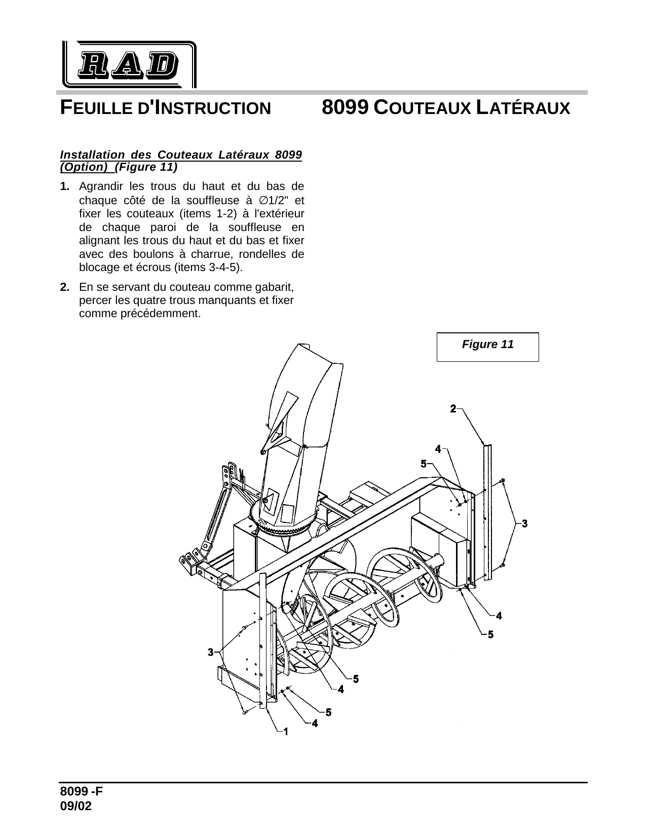 8099  Couteaux vert. souffleuse
