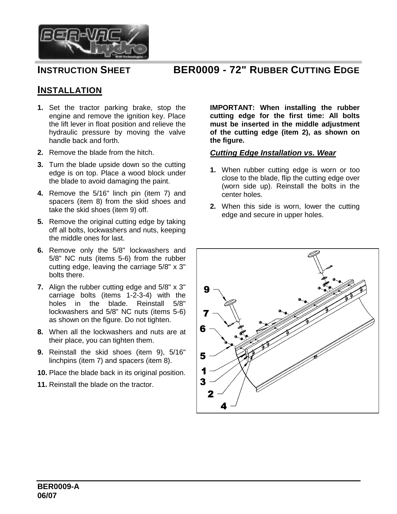 BER0009  Racloir caoutchouc 72 po