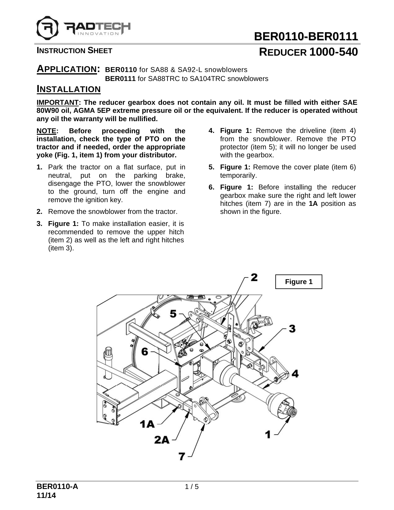 BER0110-BER0111 Réducteur
