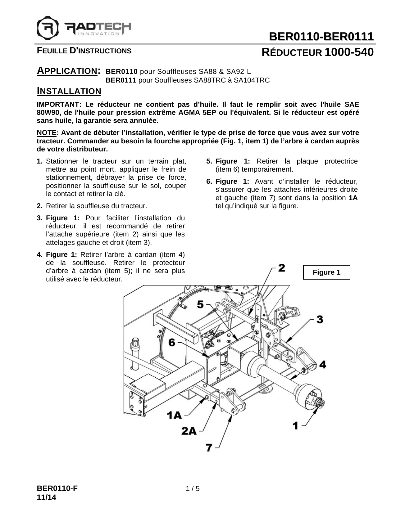 BER0110-BER0111 Réducteur